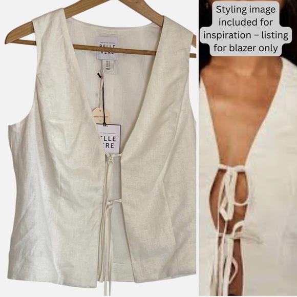NWT Anthropologie Belle Vere Tie Front Vest Top Linen Blend Sz 2 Minimalist - Picture 1 of 5